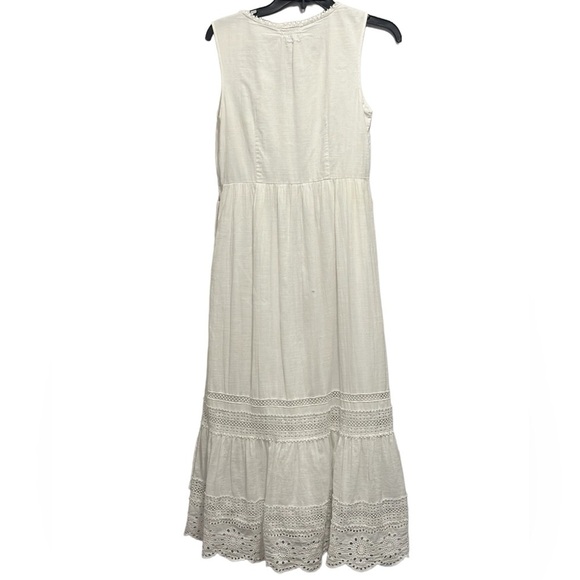 TALBOTS WHITE FULLY LINED COTTON 100% EYELET SLEEVELESS DRESS SIZE 4 - Picture 9 of 16